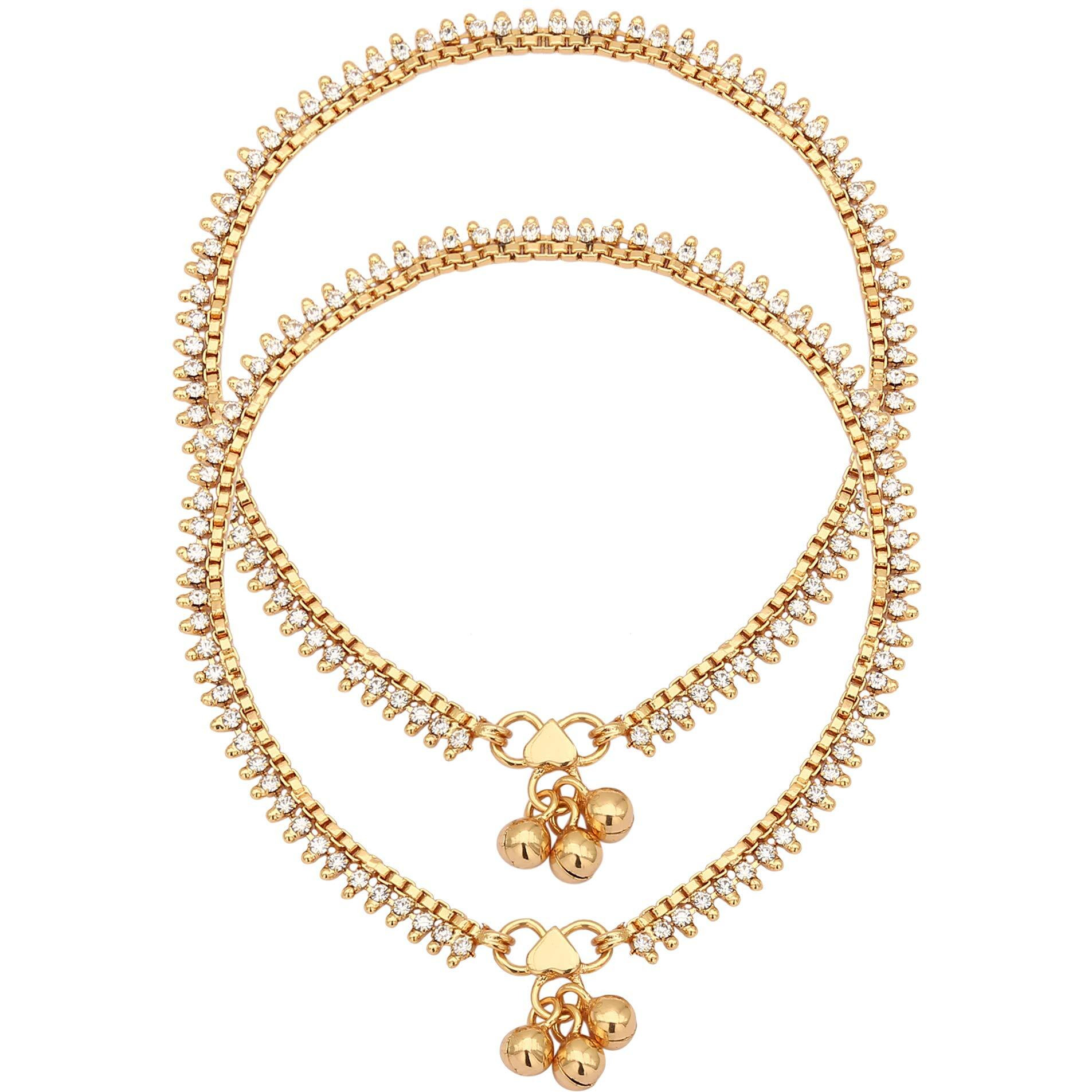Sasitrends Gold Brass Anklet For Women and Girls