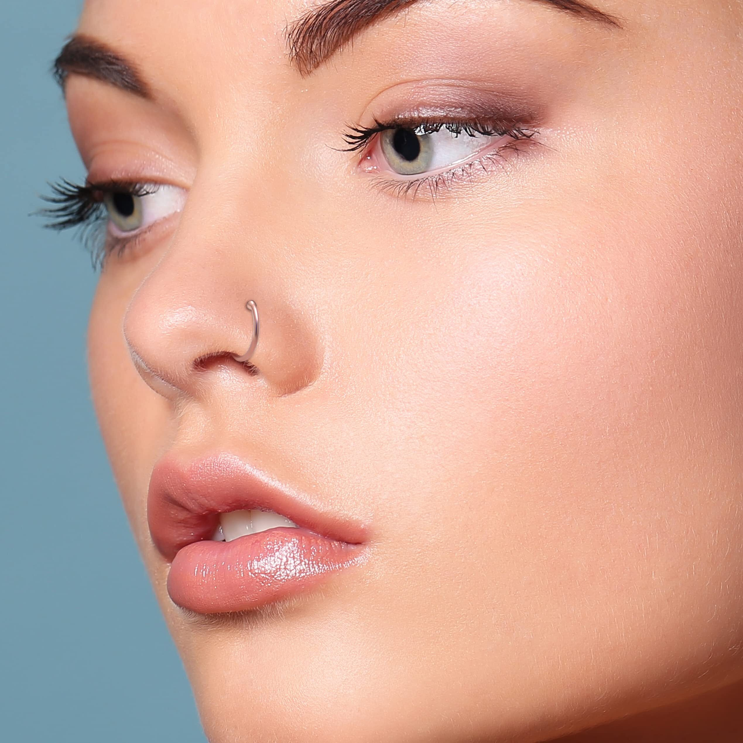 abhooshan Pure 92.5 Sterling Silver Gold Plated Clip-On Nose Ring - No Piercing required - Body Jewelry for Septum Couch Helix | With Certificate of Authenticity (Vintage 18K Rose Gold)