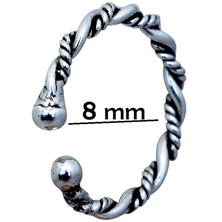 abhooshan Pure 92.5 Sterling Silver Designer Press On Nose Ring - No Piercing required - Clip-On. Stylish and Latest Body Jewelry for Septum Couch Helix (Oxidized Sterling Silver Clip On Nose Ring)