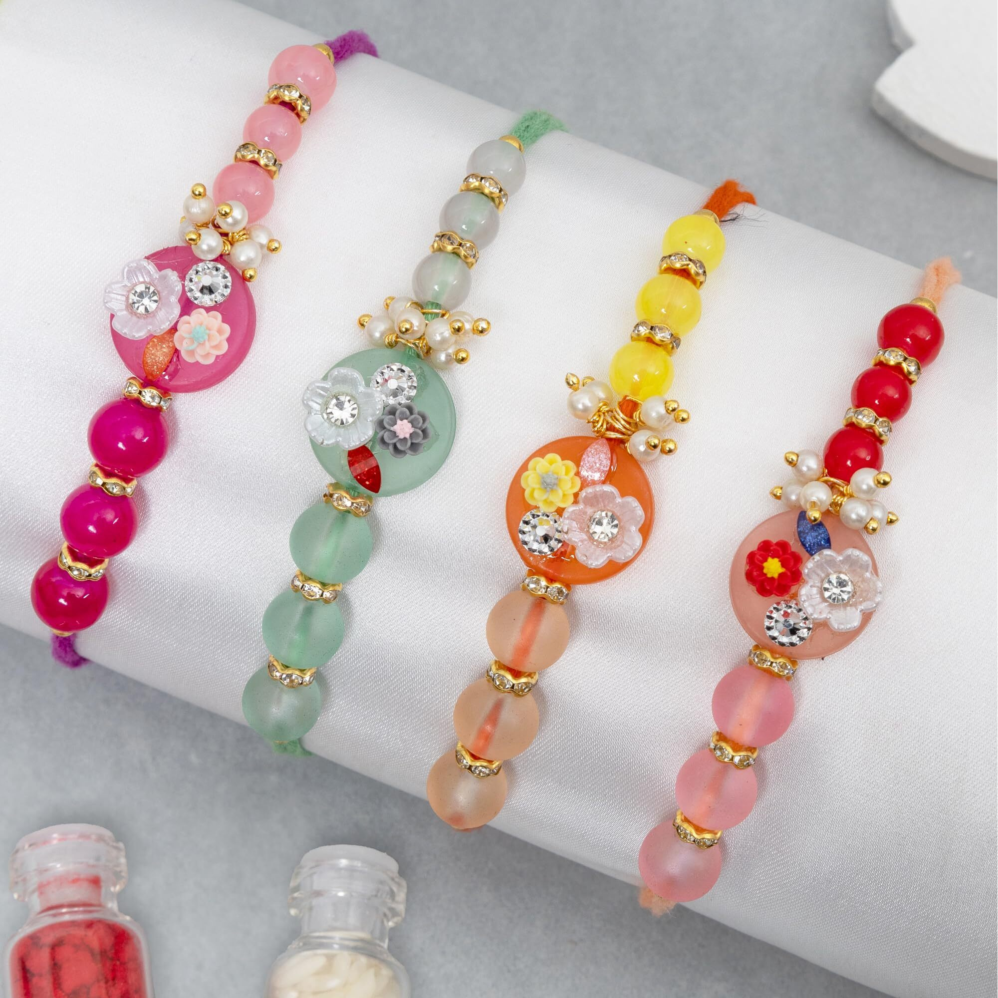 To The Nines Rakhi for Brother with Tilak Material & Greeting Card - Pack of 4 Rakhi