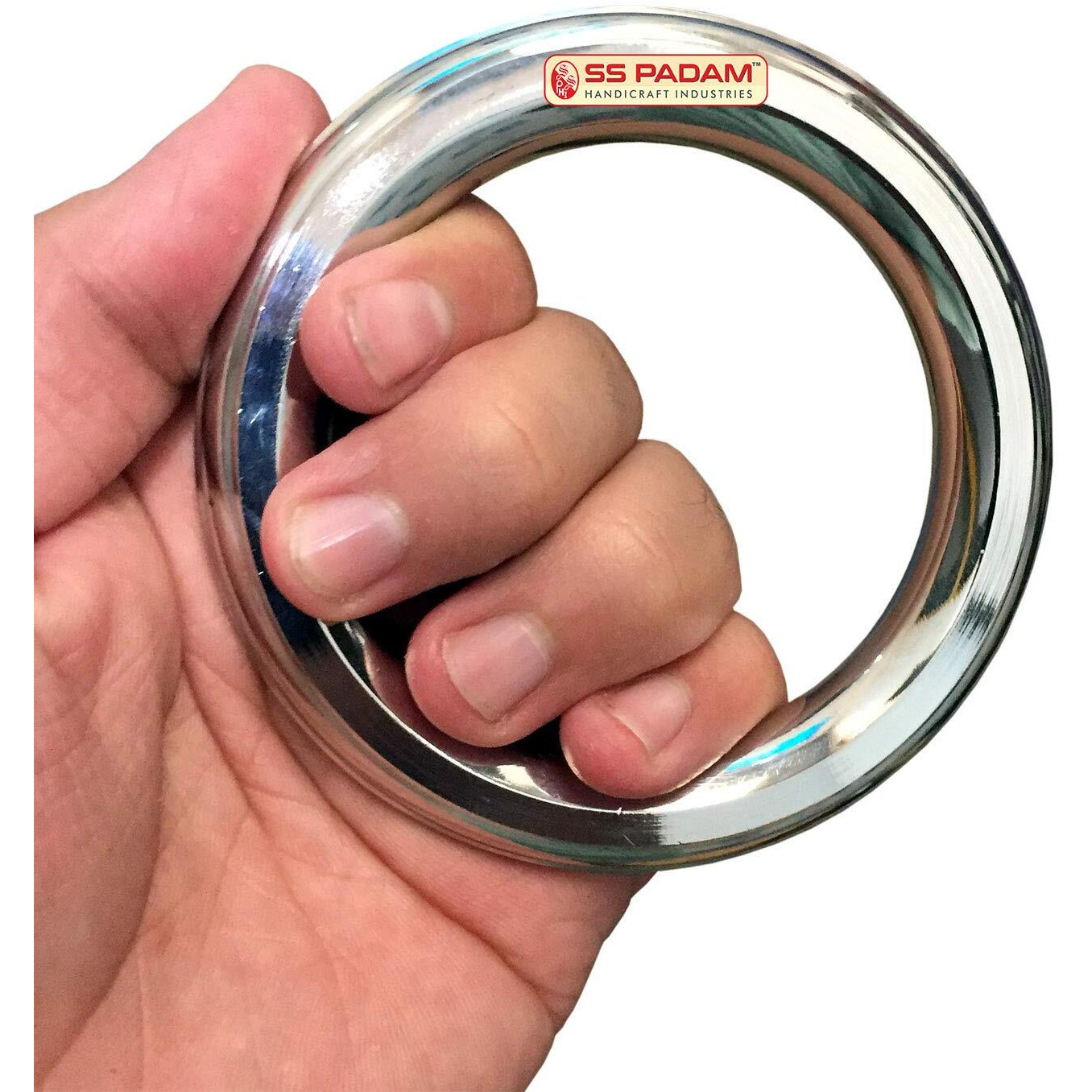SS Padam Handicraft Industries Heavy Stainless Steel Sikh Kada for Men (Silver, 7.1 cm)
