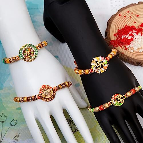 To The Nines Rakhi for Brother with Tilak Material & Greeting Card - Pack of 4 Rakhi