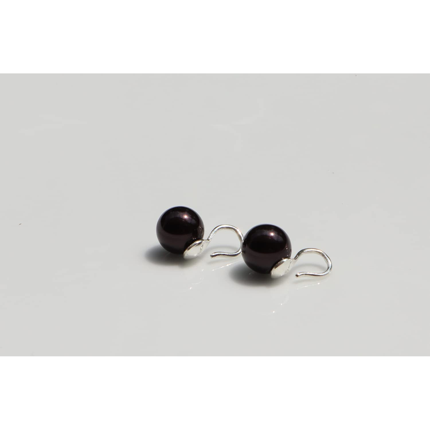 HIGHSPARK 925 Silver Stylish Pearl Earrings for Women | 92.5 Sterling Silver & Brilliant Lustre Pearls | Lovely Gift - Pearl Black