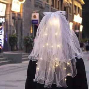 Fashion Alley Wedding Bridal Lace Veil Drop with Hair Pin and Pearl Chapel Hair Accessories for Women (White) (Pack of 1)