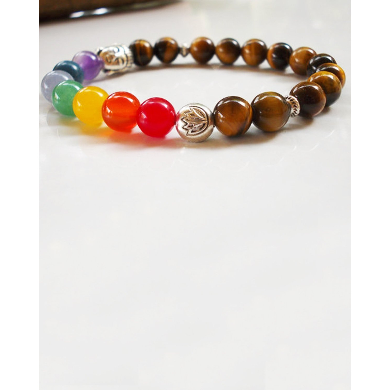 Young & Forever Gift Multicolour Non-Precious Metal 7 Chakra Buddha Bracelet for Men and Women