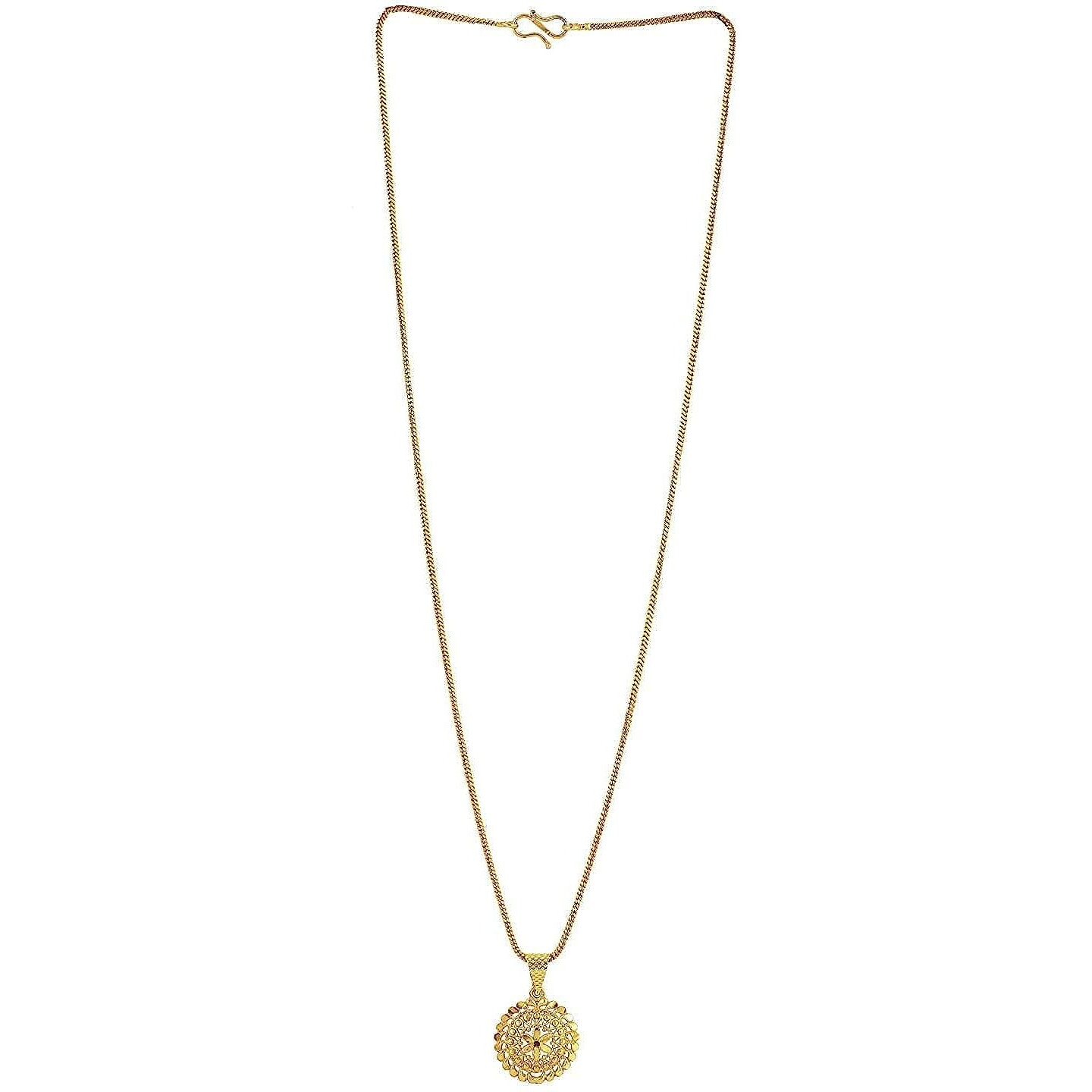 Handicraft Kottage Gold Plated 1 G Chain with Pendant for Men and Women (22 Ct)