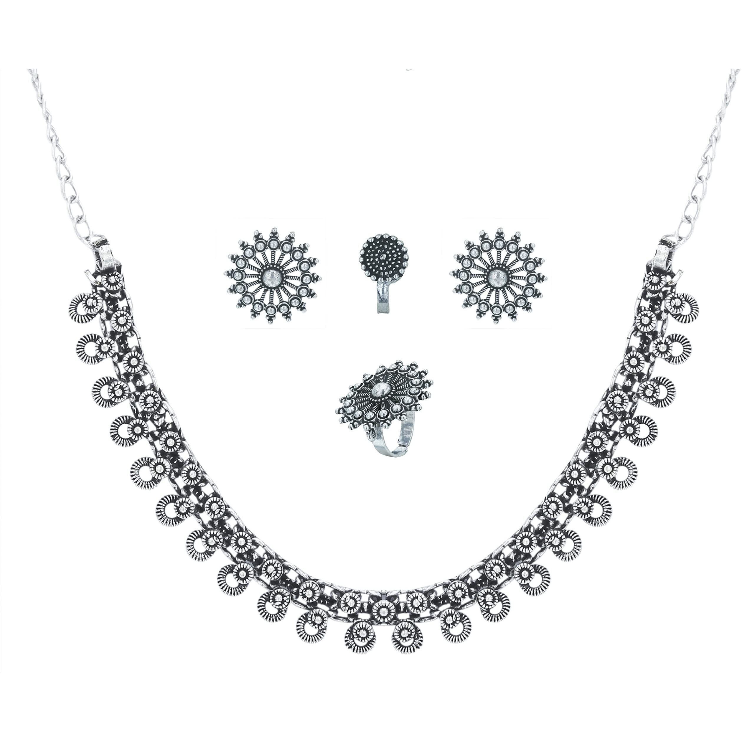 Sasitrends German Silver Antique Gold Necklace for Women and Girls