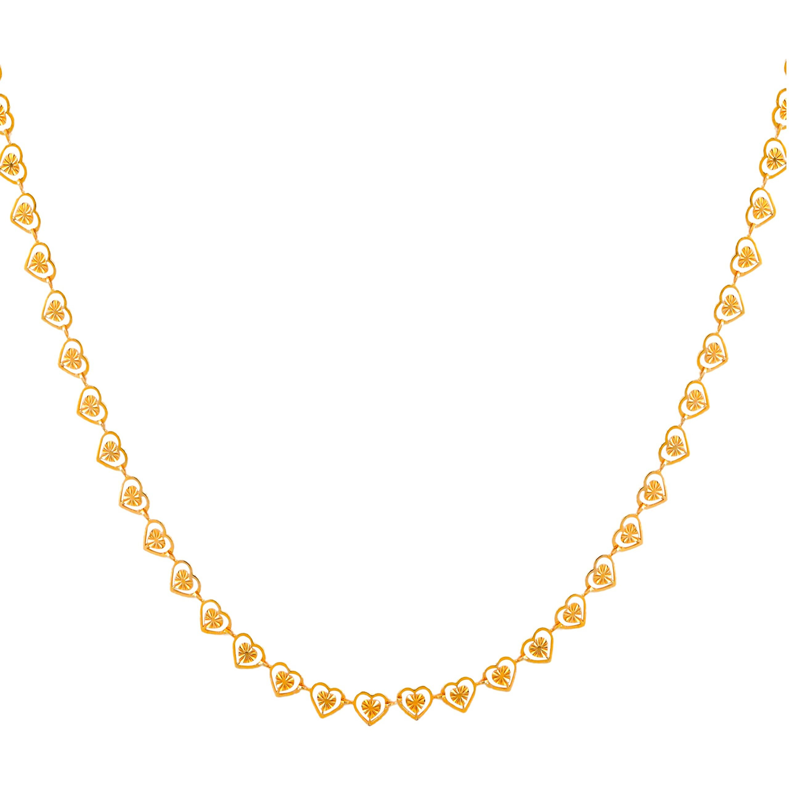 Fashion Frill Plushy Heart Design Gold Plated Gold Chain For Women