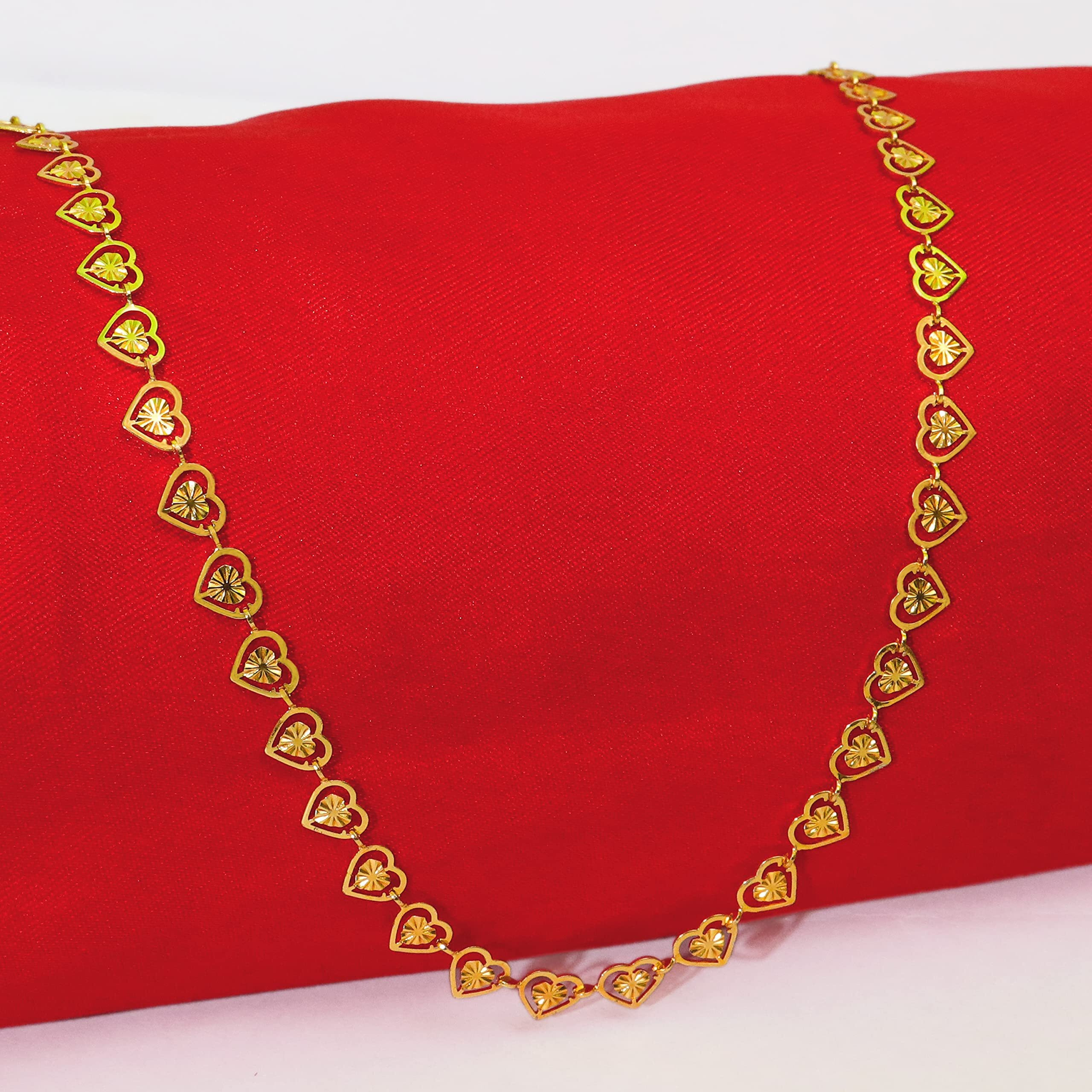 Fashion Frill Plushy Heart Design Gold Plated Gold Chain For Women
