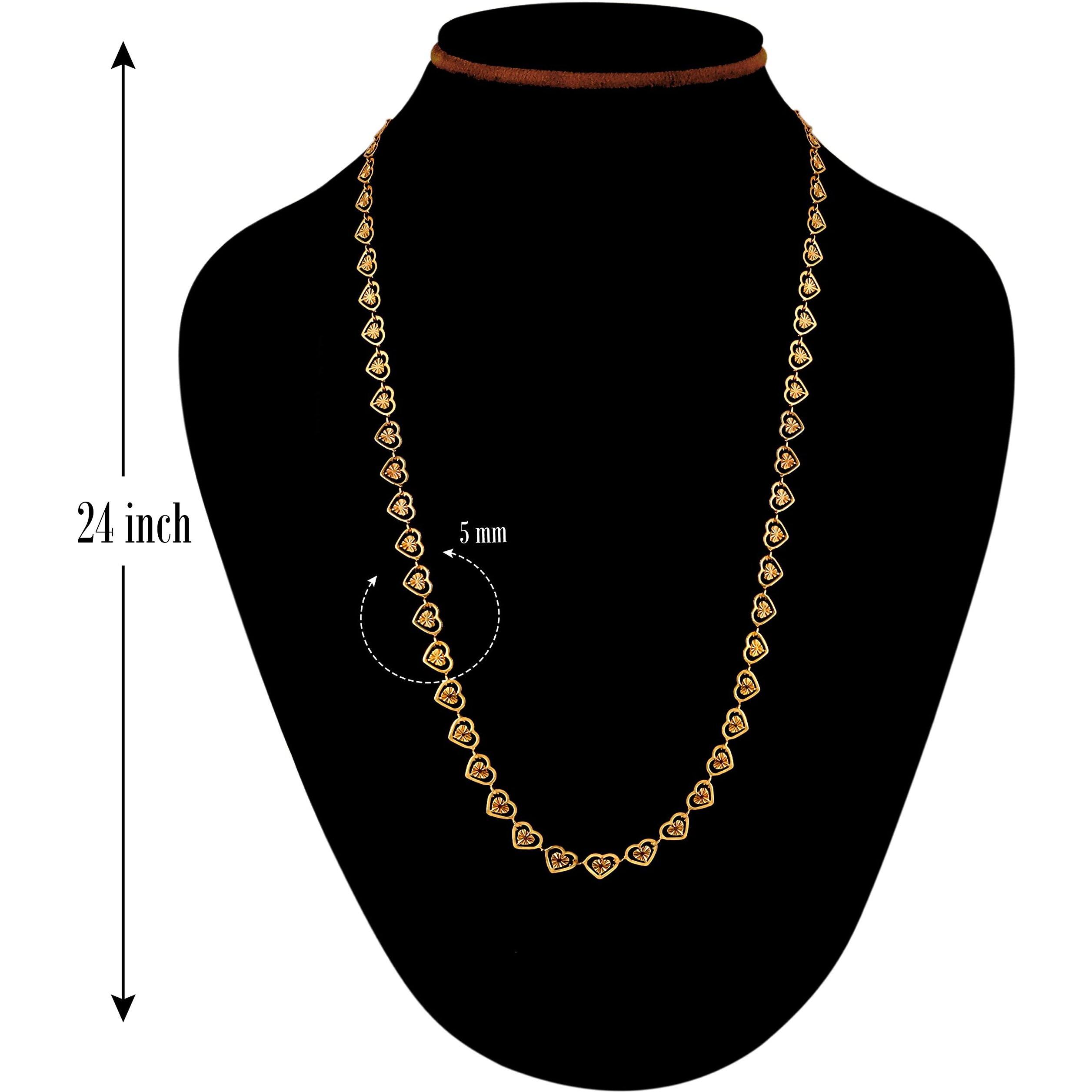 Fashion Frill Plushy Heart Design Gold Plated Gold Chain For Women