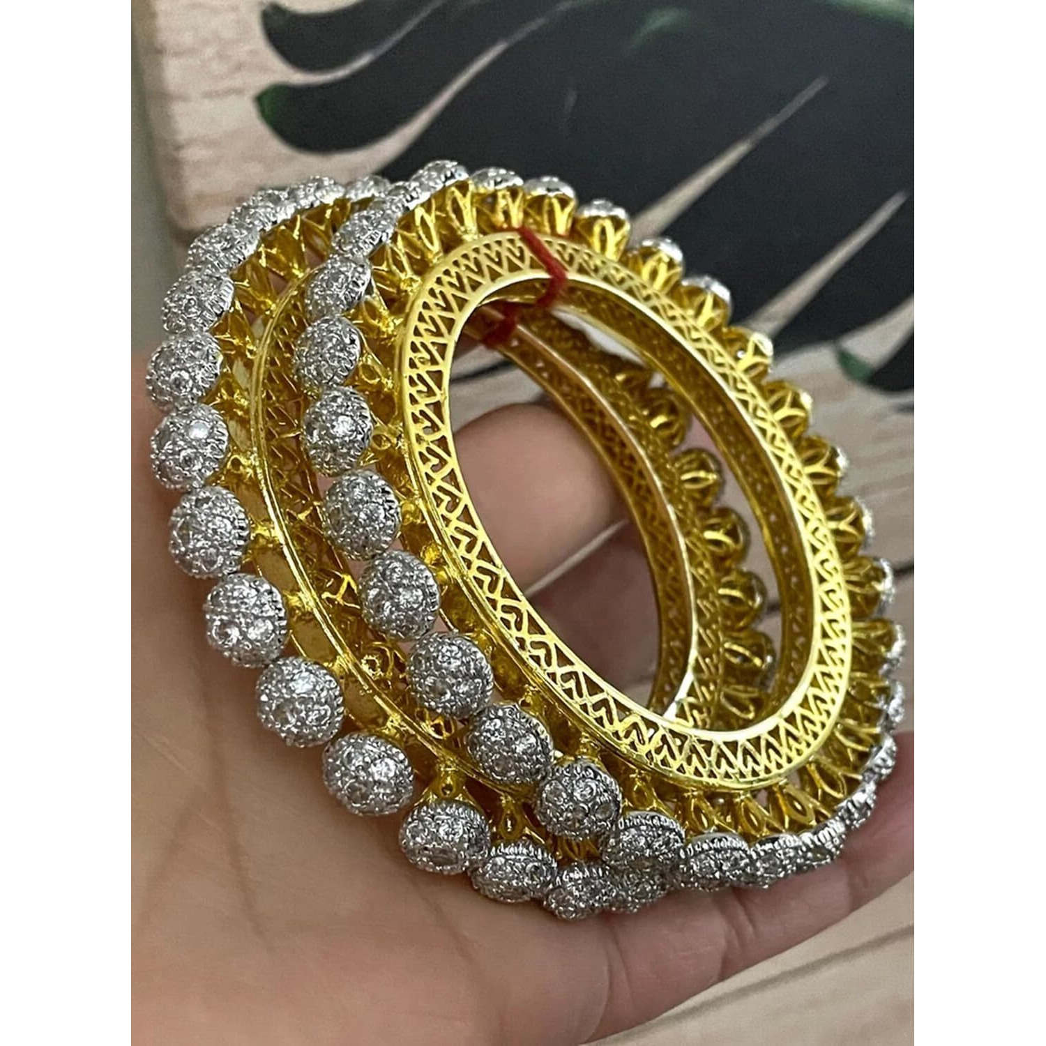 YouBella Bangles for women Stylish Traditional Paccheli American Diamond Kada Bangles for Women and Girls (2.4)