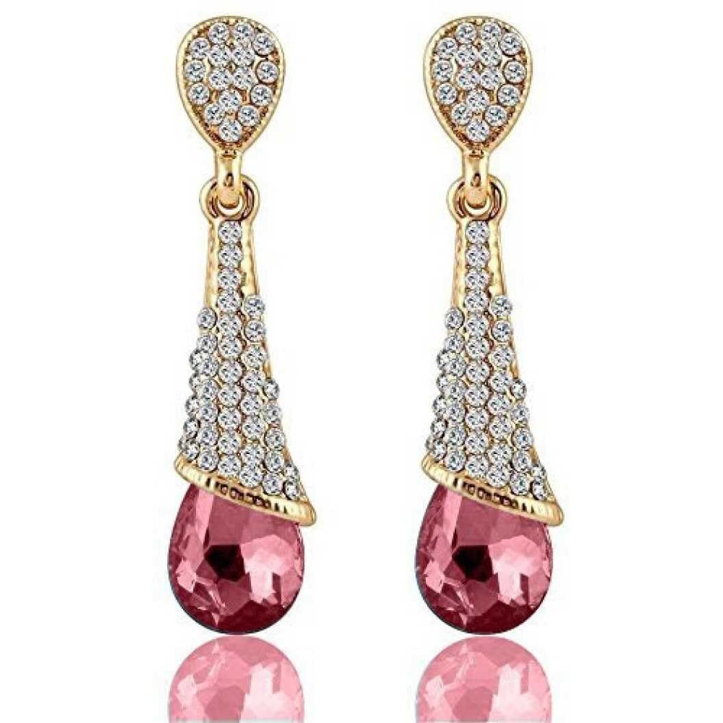 YouBella Valentine Gifts  Jewellery Valentine Collection Zircon Earrings for Girls and Women (Pink)
