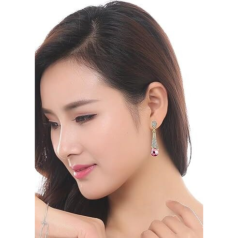 YouBella Valentine Gifts  Jewellery Valentine Collection Zircon Earrings for Girls and Women (Pink)