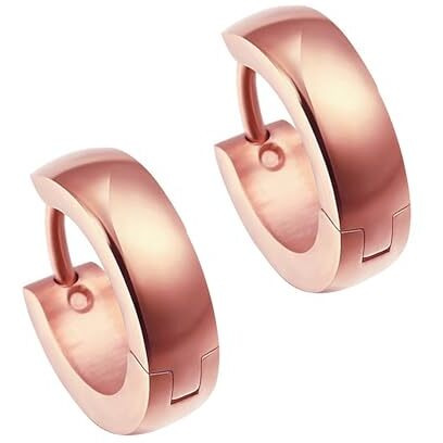 Peora Rose Gold Plated 316L Stainless Steel Hoop Huggie Bali Earrings Jewellery Gift for Men & Boys (1 Pair)