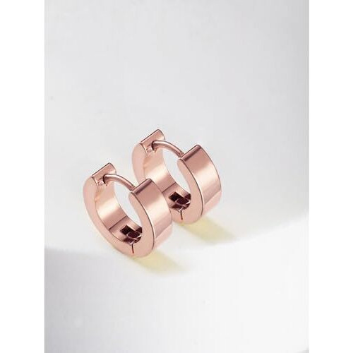 Peora Rose Gold Plated 316L Stainless Steel Hoop Huggie Bali Earrings Jewellery Gift for Men & Boys (1 Pair)