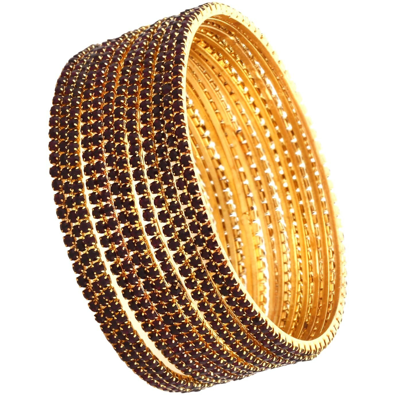 Shining Diva Fashion Set Of 12 Latest Traditional Design Gold Plated Bangle for Women (15475b_2.8) (Voilet)