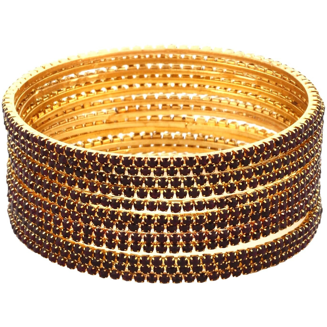 Shining Diva Fashion Set Of 12 Latest Traditional Design Gold Plated Bangle for Women (15475b_2.8) (Voilet)