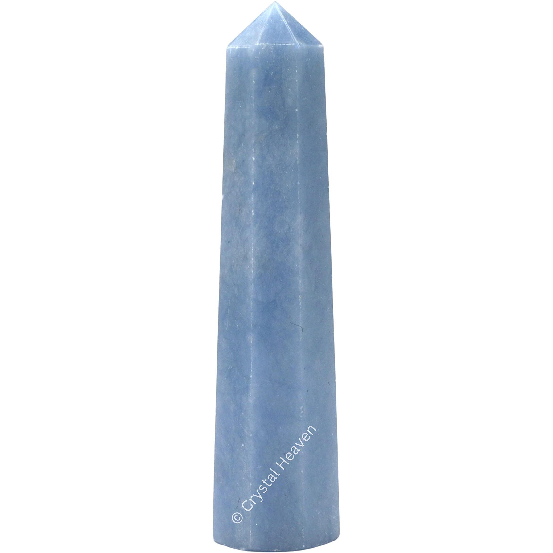 Crystal Heaven Angelite Crystal Tower Obelisk Point For Chakra, Healing And Balancing - Aaa Grade Original Certified Gemstone Agate For Reiki Meditation Yoga Spiritual (3-4 Inches)