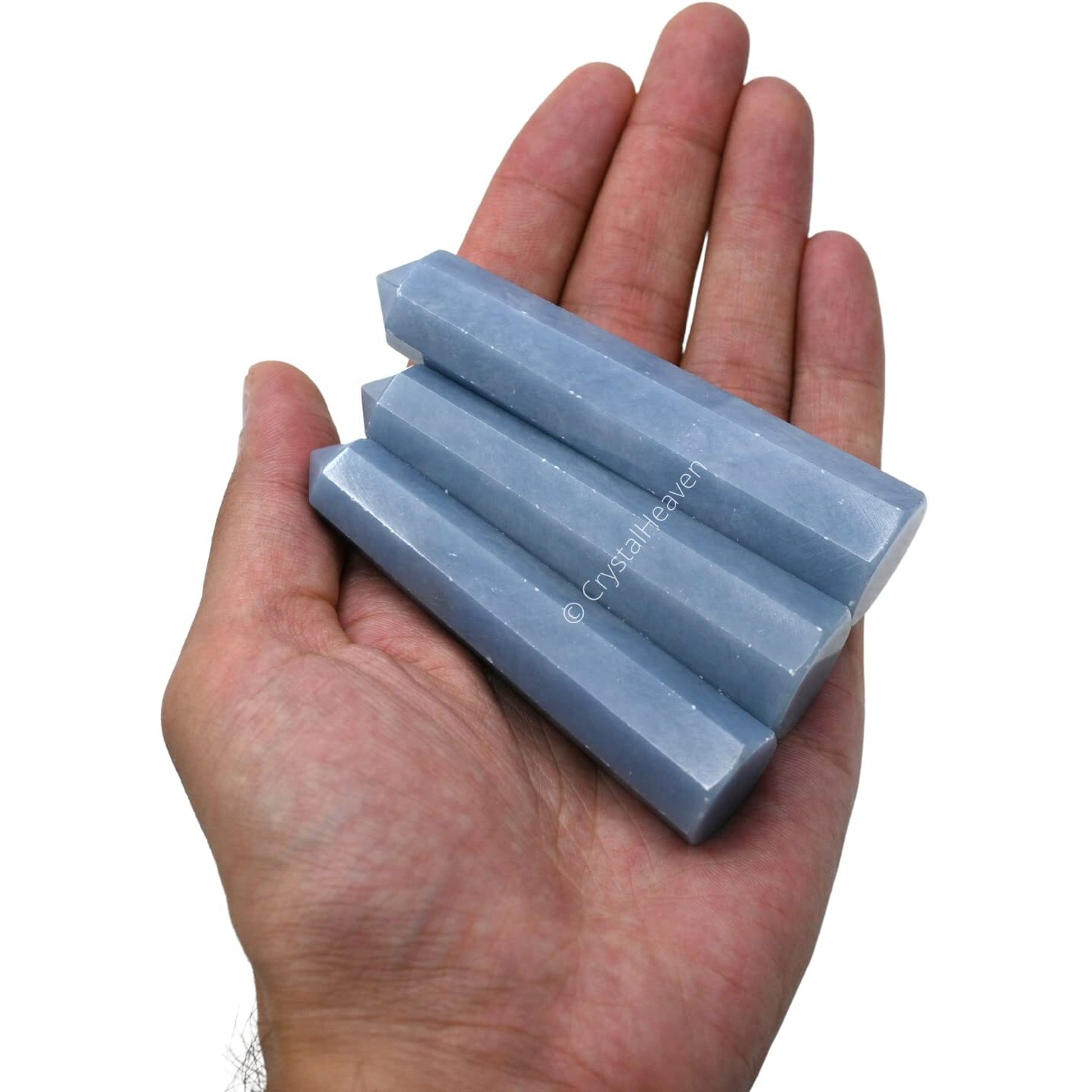 Crystal Heaven Angelite Crystal Tower Obelisk Point For Chakra, Healing And Balancing - Aaa Grade Original Certified Gemstone Agate For Reiki Meditation Yoga Spiritual (3-4 Inches)