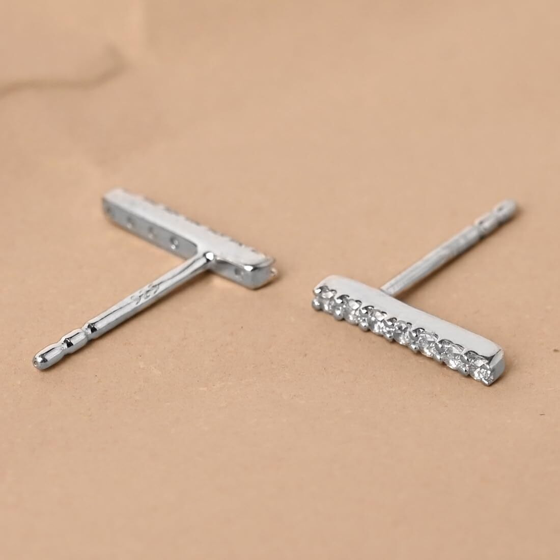 CLARA 925 Sterling Silver Bar Studs Earrings Gift for Kids Girls
