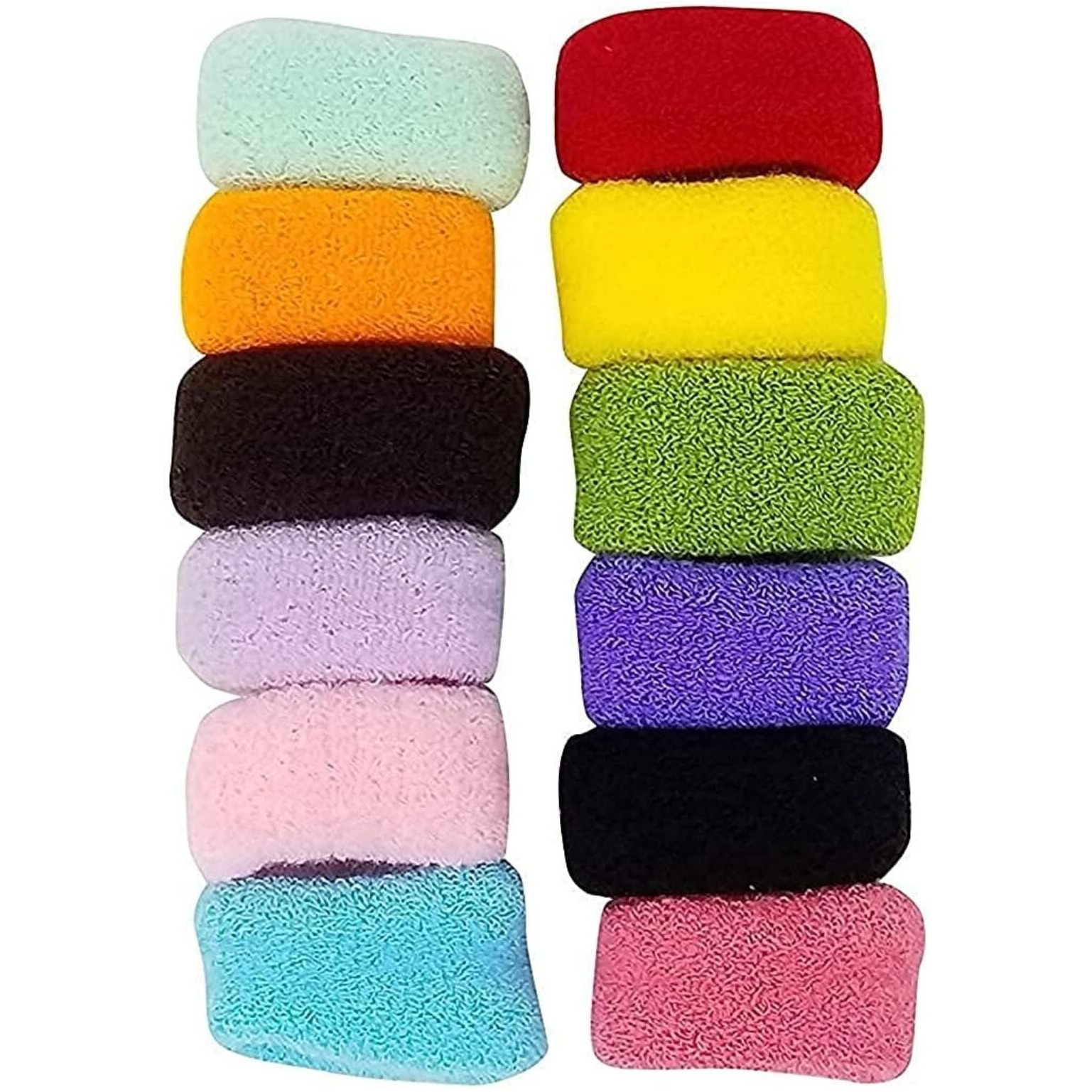 Fitness Fit Cotton Woolen Bun/Ponytail Thick Rubber Bands for Women (Pack of 12) (Multicolor)
