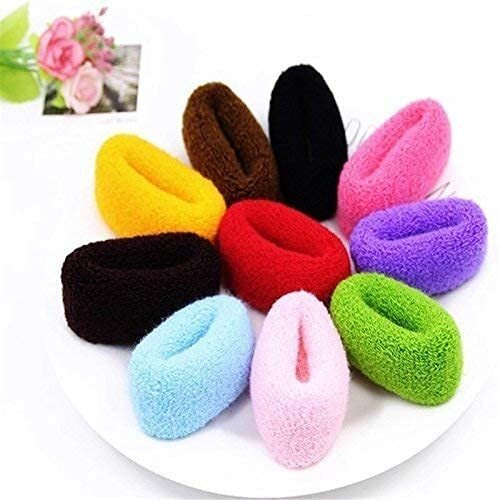 Fitness Fit Cotton Woolen Bun/Ponytail Thick Rubber Bands for Women (Pack of 12) (Multicolor)