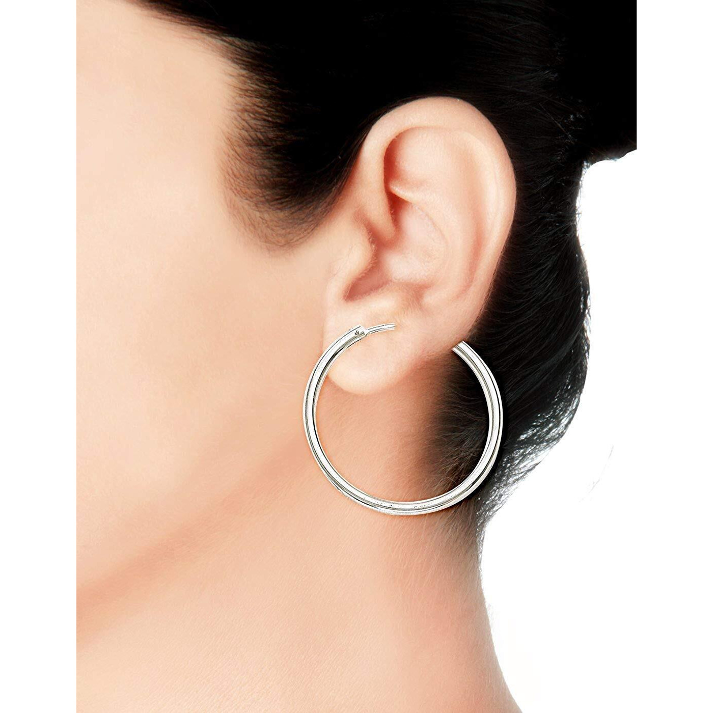 Ananth Jewels 925 Sterling-silver Hoop Earrings for Women, White