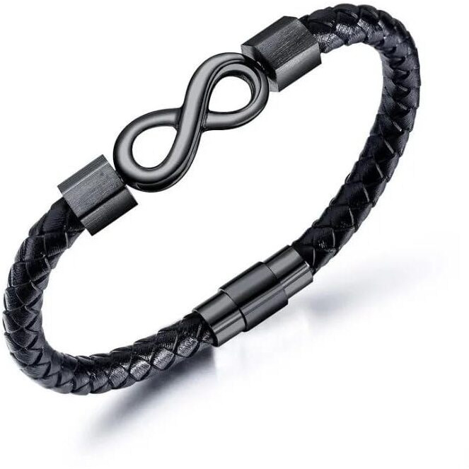 Brizberry Titanium Steel Vegan Leather Micro Insert Bracelet for Men & Boys (Magnum)