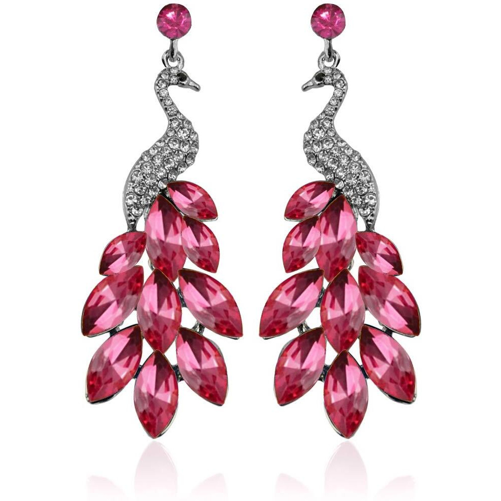 YouBella Jewellery Valentine Collection AAA Swiss Zircon Peacock Earings Fashion Earrings for Girls and Women (Pink)