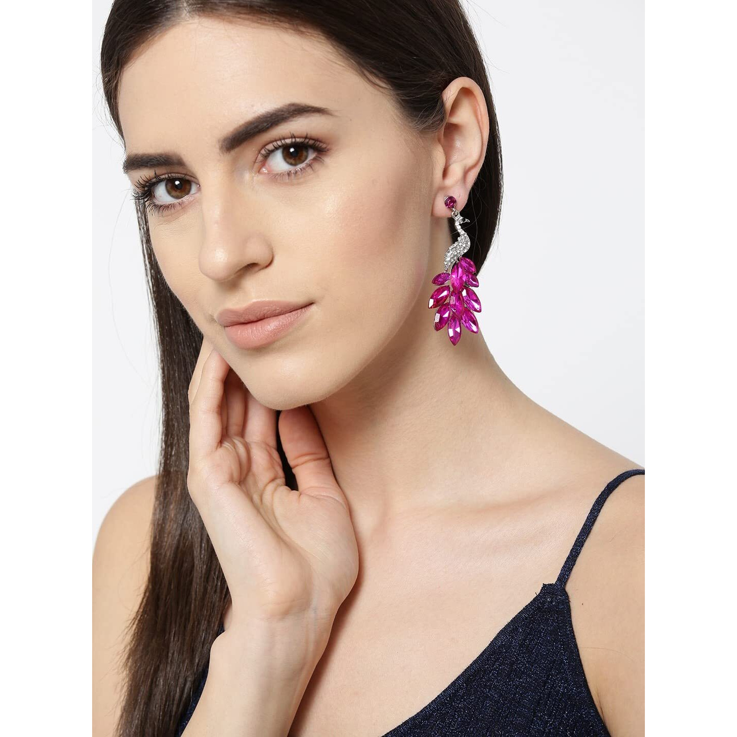 YouBella Jewellery Valentine Collection AAA Swiss Zircon Peacock Earings Fashion Earrings for Girls and Women (Pink)