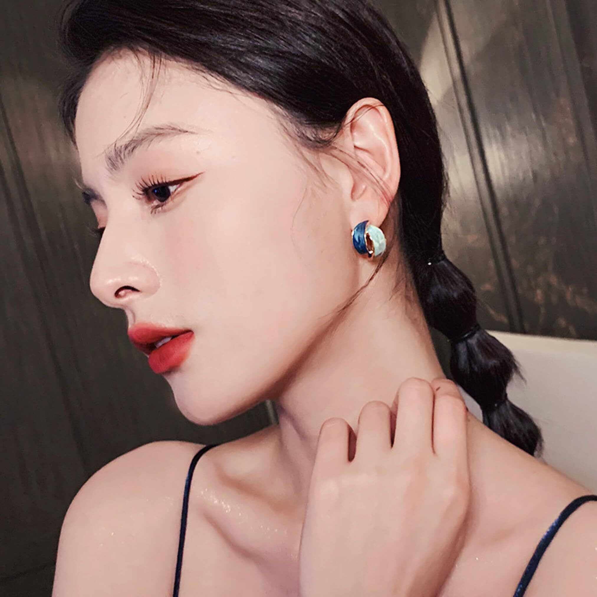 BLACKBOX Teel Green color stud korean Earrings for Women & Girls | Stylish & Fashionable Earring for Girlfriend | Accessories Jewellery for Women | Best Gift for Birthday & Anniversary