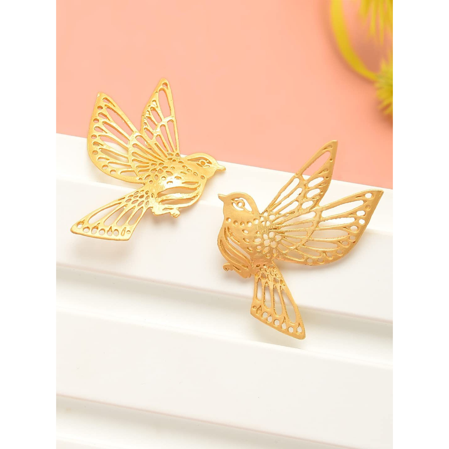 Zaveri Pearls Gold Tone Sparrow Design Stud Earring For Women- ZPFK8135