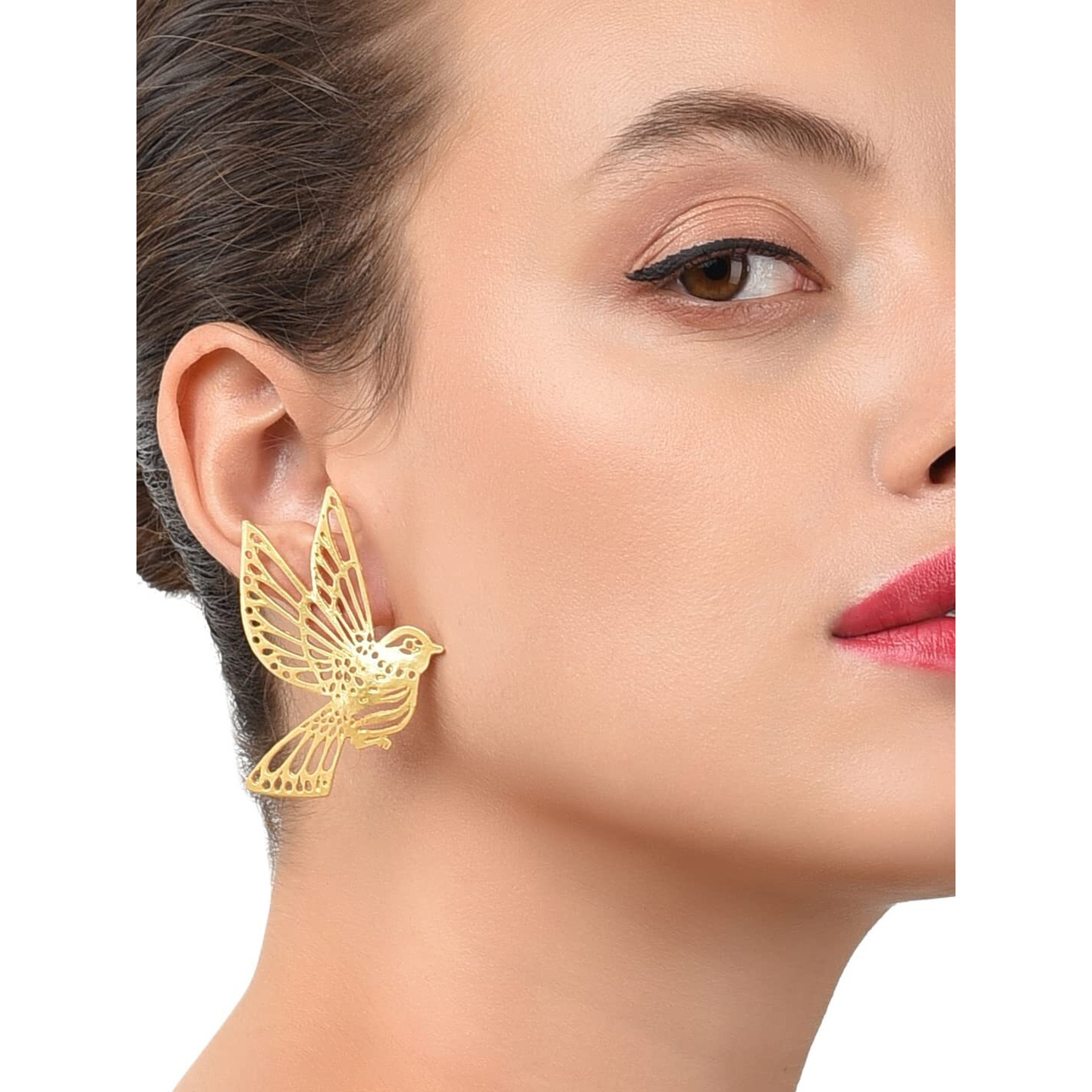 Zaveri Pearls Gold Tone Sparrow Design Stud Earring For Women- ZPFK8135
