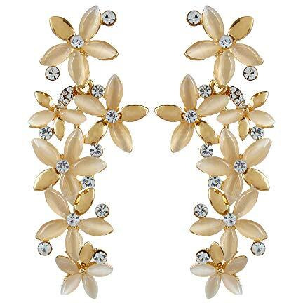 YouBella Jewellery Valentine Gifts Designer Hanging Earrings for Girls and Women (Golden-White)