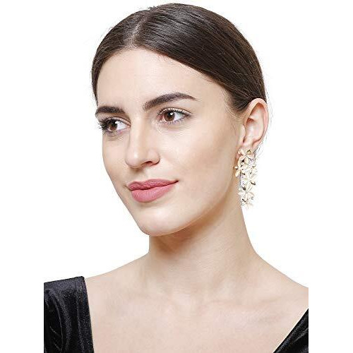 YouBella Jewellery Valentine Gifts Designer Hanging Earrings for Girls and Women (Golden-White)