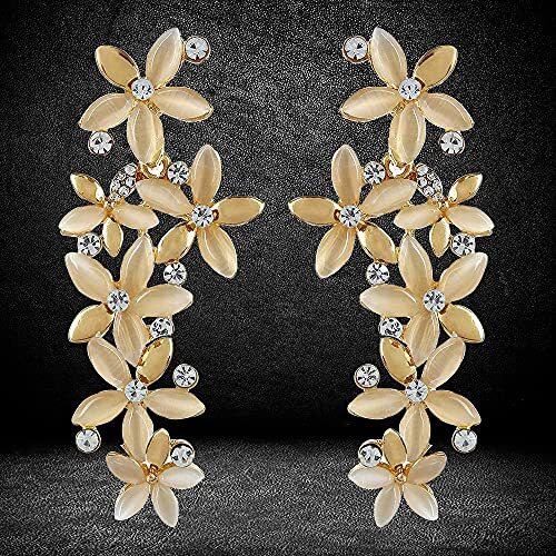 YouBella Jewellery Valentine Gifts Designer Hanging Earrings for Girls and Women (Golden-White)