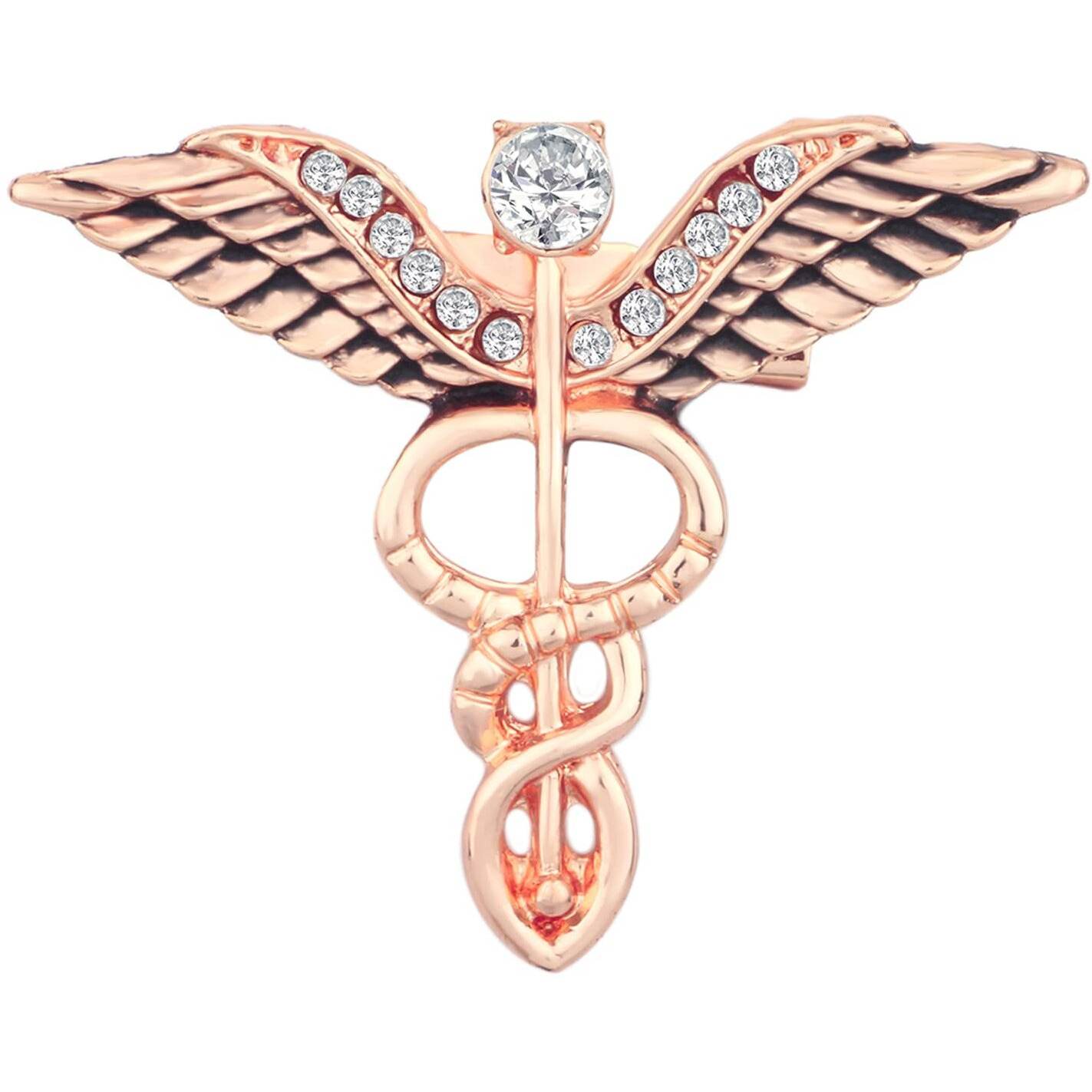 Mahi Rose Gold Plated Medical Caduceus Doctors Unisex Brooch Lapel Pin (BP1101071Z)