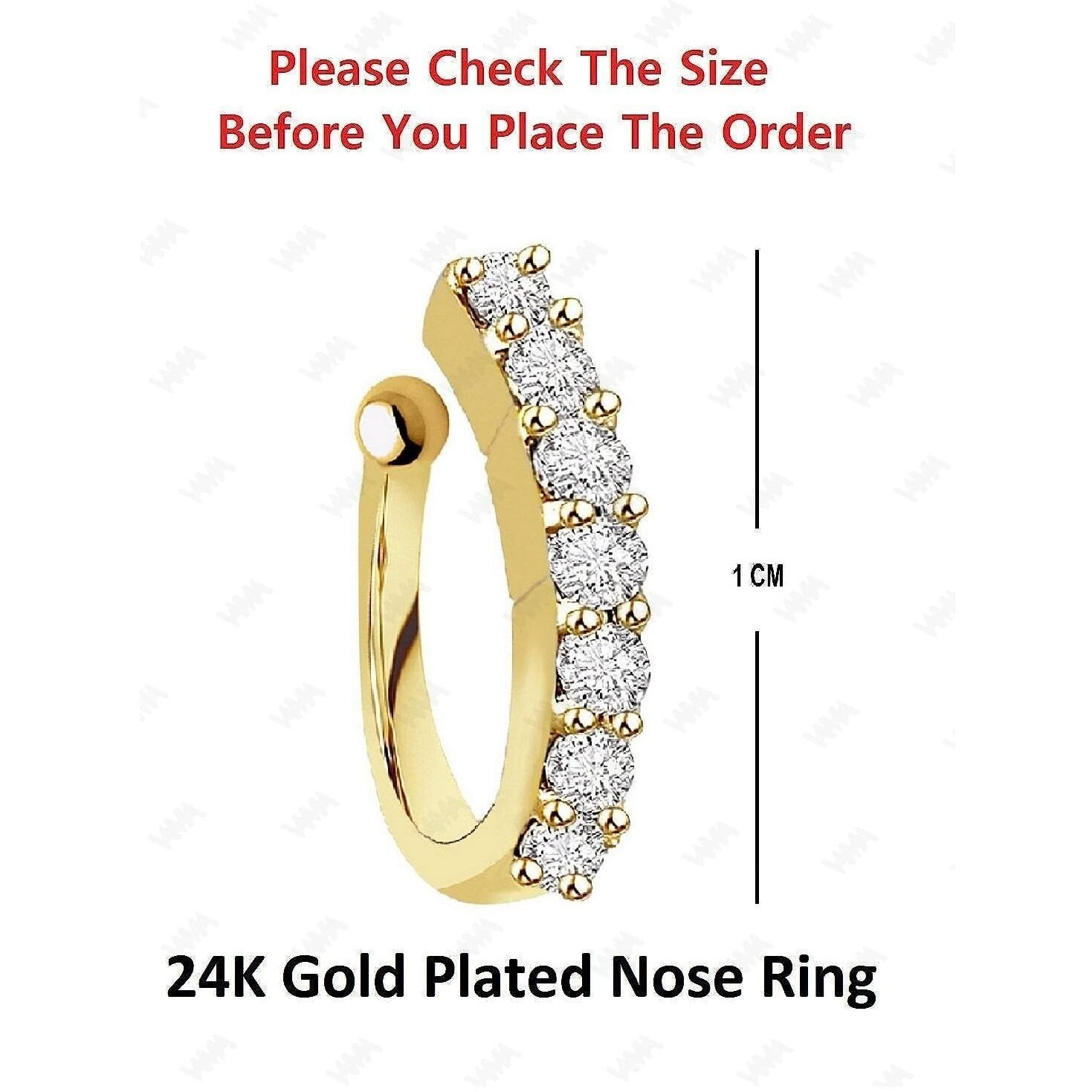 VAMA FASHIONS Without Piercing Clip on Nose pin without Hole Pressing Type Press Nose ring Stud for Women (Gold nose ring without piercing)