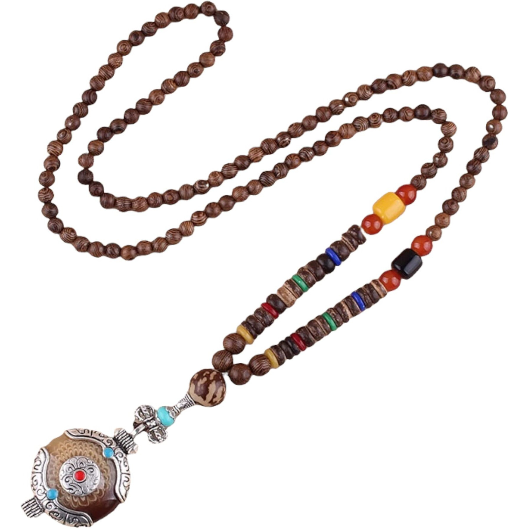 Moira Handmade bead necklace tassel necklace pendant 28 inch Bohemian Fashion for Men & Women (Brown Stone)