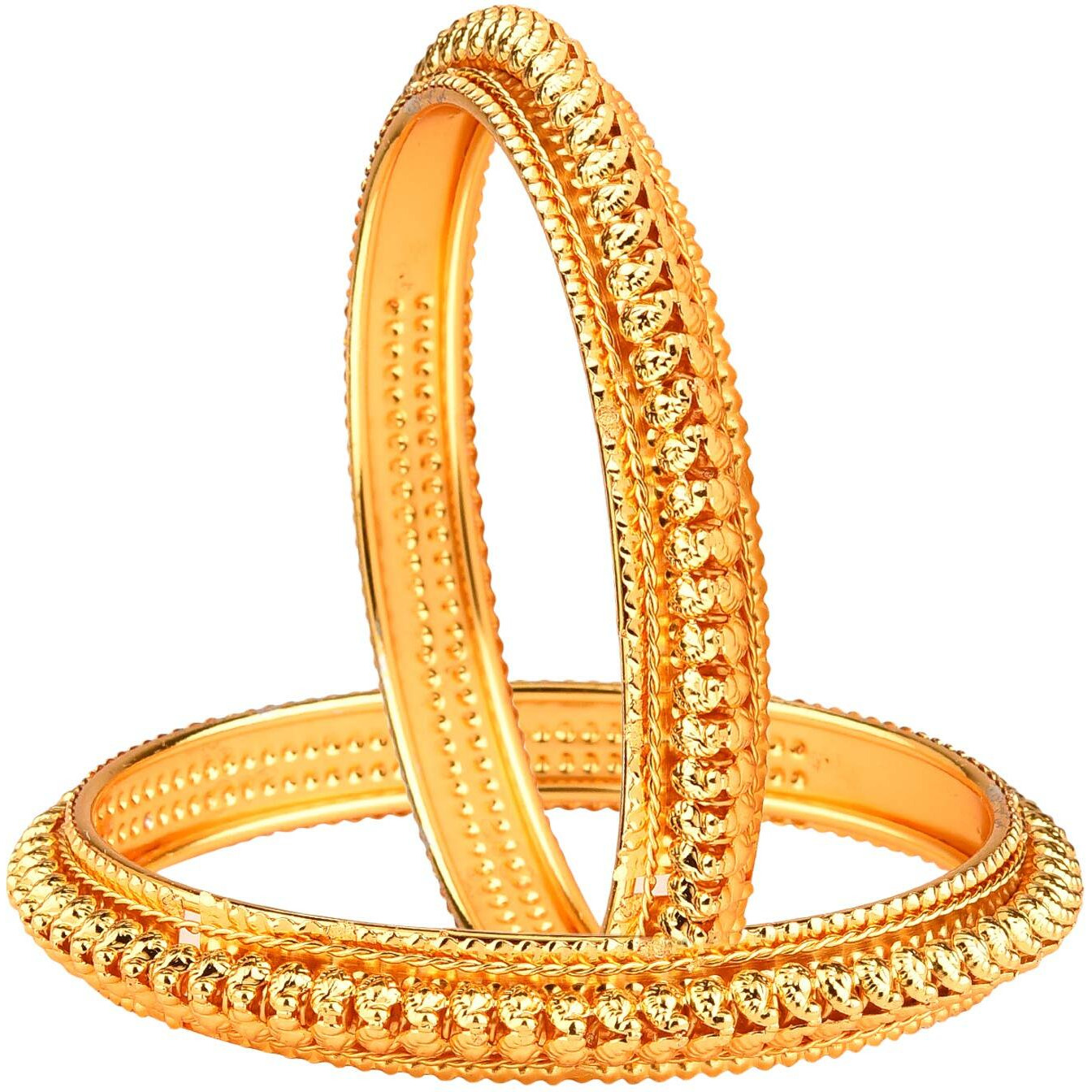 ZENEME Bangle Gold Plated Bahubali Inspired Trendy Bangle Set Of 2 Jewellery For Women & Girls (2.8) (Style_01, 2.8 Inches)