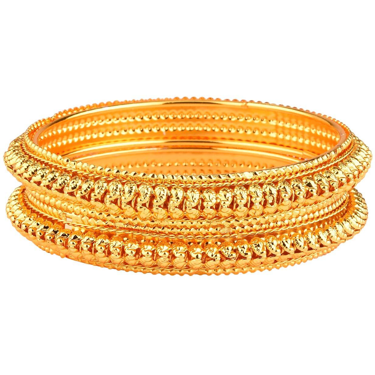 ZENEME Bangle Gold Plated Bahubali Inspired Trendy Bangle Set Of 2 Jewellery For Women & Girls (2.8) (Style_01, 2.8 Inches)