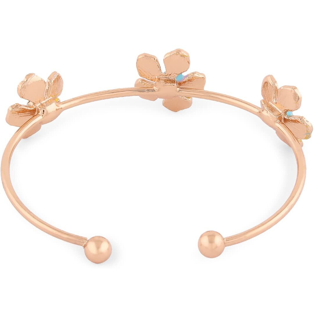 ZAVERI PEARLS Multicolor Enamel Flowers Contemporary Cuff Bracelet For Women-ZPFK14787
