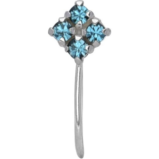 Abhooshan 92.5 Sterling Silver Light Weighted Clip On Nose Pin with Cubic Zirconia (CZ) Stones. Non Piercing Nose Pin for Girls and Women Wife Sister Friend (Green Zirconia)