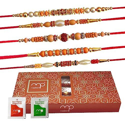 maalpani Set of 5 Rakhi For Brother - Rakhi Gift Combo - 5 Fancy Rakhi Pack