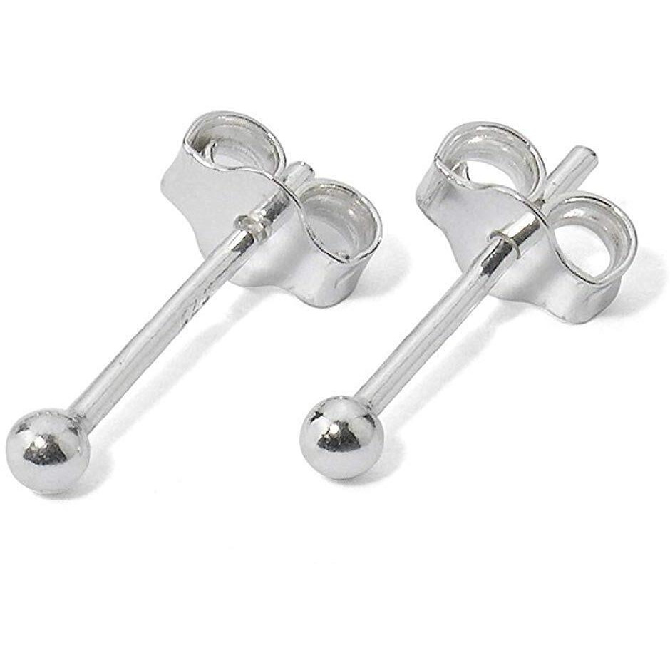 abhooshan 925 Sterling Silver & Gold Plated Unisex-Adult Piercing Ball Stud Earrings For Helix Cartilage Tragus Ear Lobe Multi Piercing | With Certificate Of Authenticity (Sterling Silver, 2Mm)
