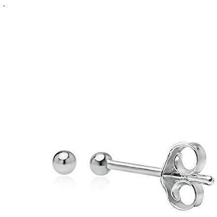 abhooshan 925 Sterling Silver & Gold Plated Unisex-Adult Piercing Ball Stud Earrings For Helix Cartilage Tragus Ear Lobe Multi Piercing | With Certificate Of Authenticity (Sterling Silver, 2Mm)