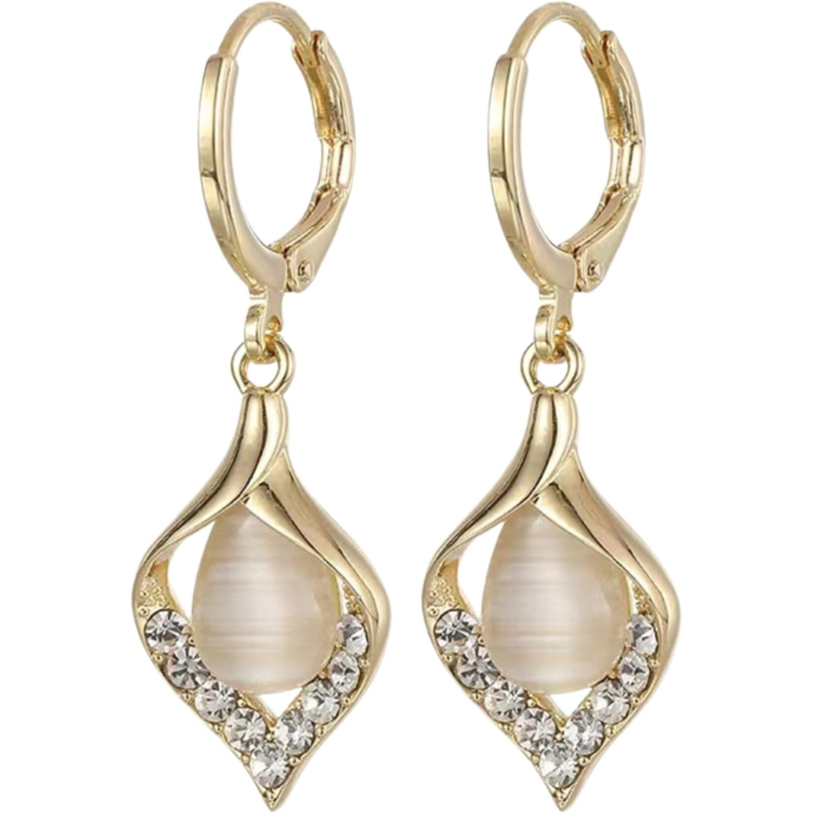 BLACKBOX Beige Color Water Drop Opal korean Earrings for Women & Girls | Stylish & Fashionable Earring for Girlfriend | Accessories Jewellery for Women | Best Gift for Birthday, Anniversary & Wedding