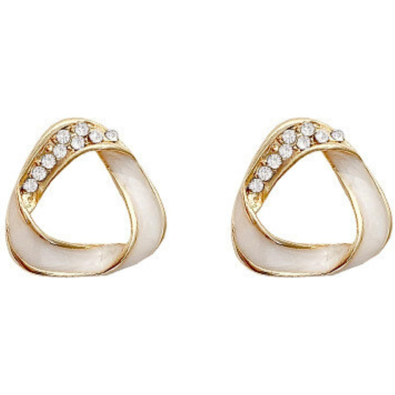BLACKBOX White color Triangle shape enameled Stud korean Earrings for Women & Girls | Stylish & Fashionable Earring for Girlfriend | Accessories Jewellery for Women | Gift for Birthday & Anniversary