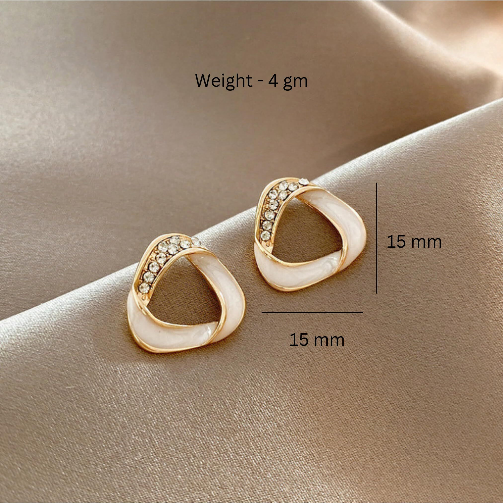 BLACKBOX White color Triangle shape enameled Stud korean Earrings for Women & Girls | Stylish & Fashionable Earring for Girlfriend | Accessories Jewellery for Women | Gift for Birthday & Anniversary