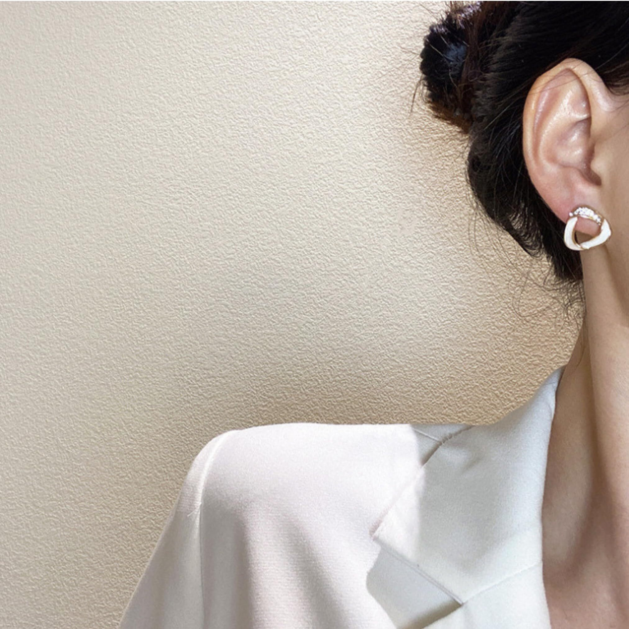 BLACKBOX White color Triangle shape enameled Stud korean Earrings for Women & Girls | Stylish & Fashionable Earring for Girlfriend | Accessories Jewellery for Women | Gift for Birthday & Anniversary